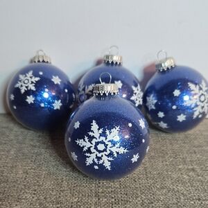 CBK Blue & White Glass Snowflake Holiday Ornaments Christmas